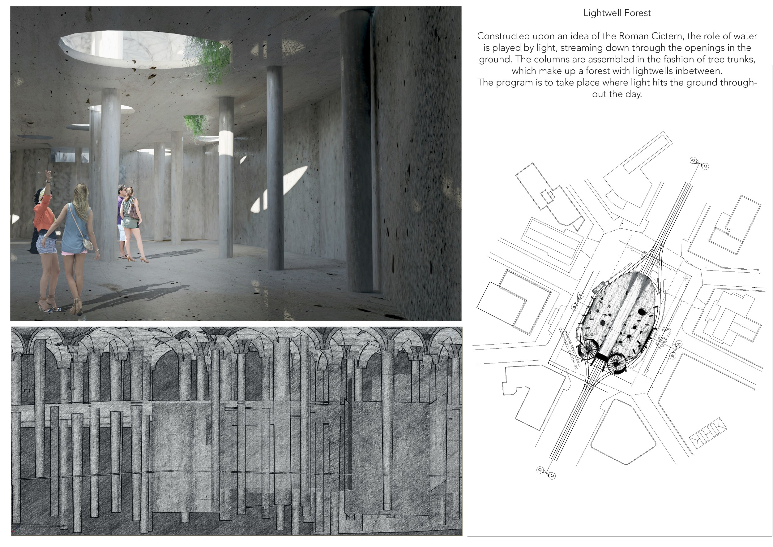 Architecture project // Cylindrical Lightwells and Concrete Integration ...
