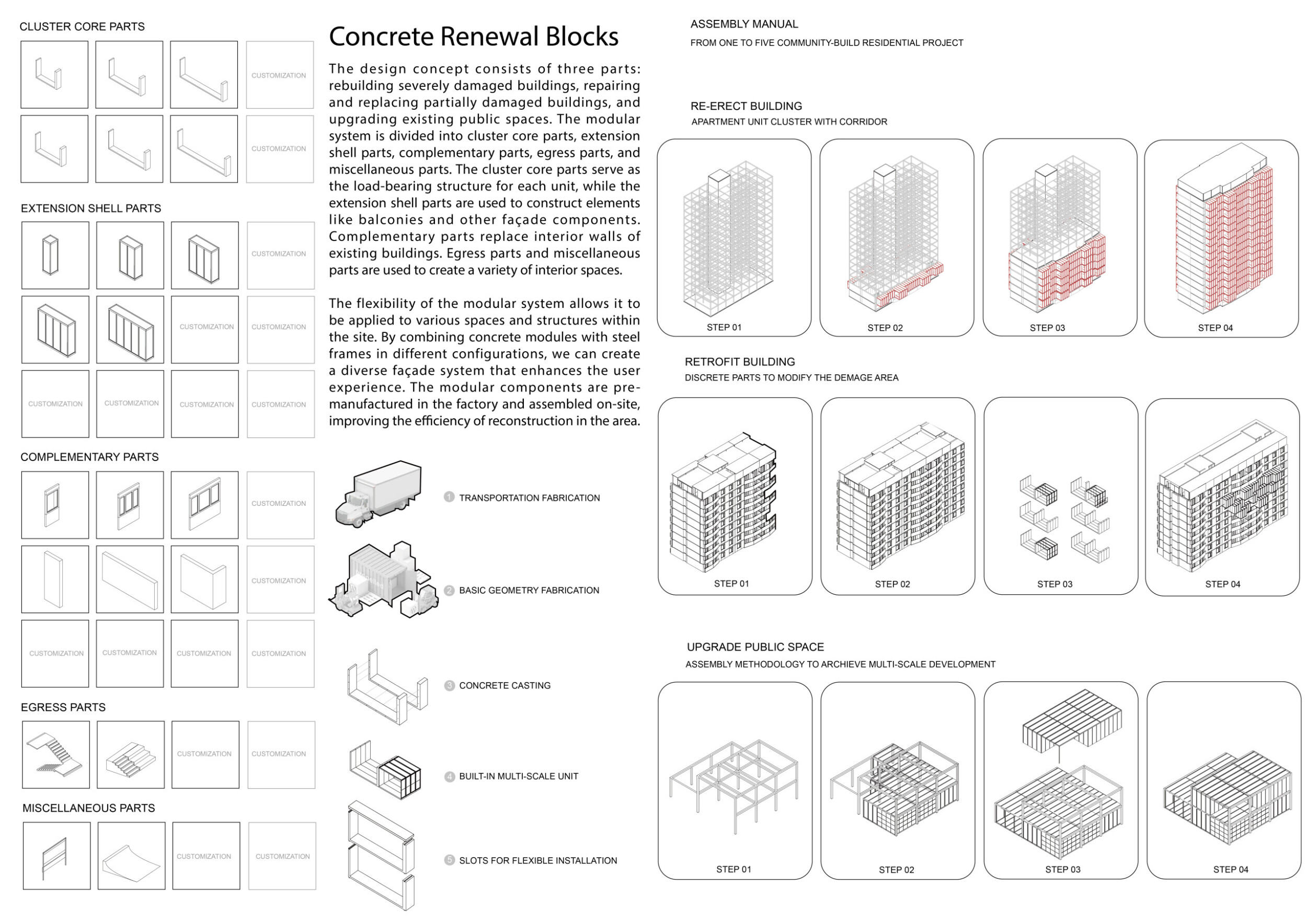Architecture project // Pre-Cast Concrete Modules and Steel Frames ...