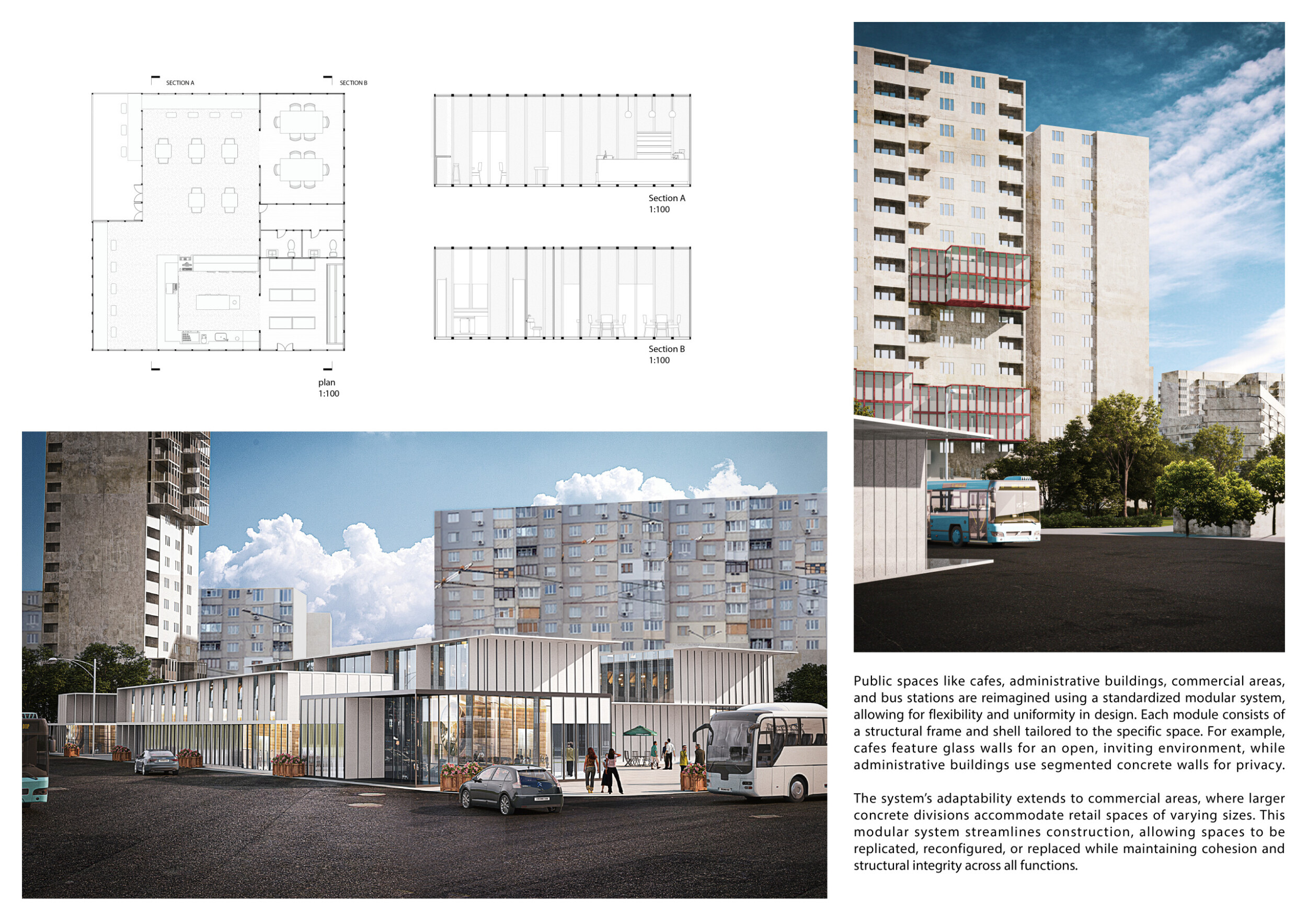 Architecture project // Pre-Cast Concrete Modules and Steel Frames ...