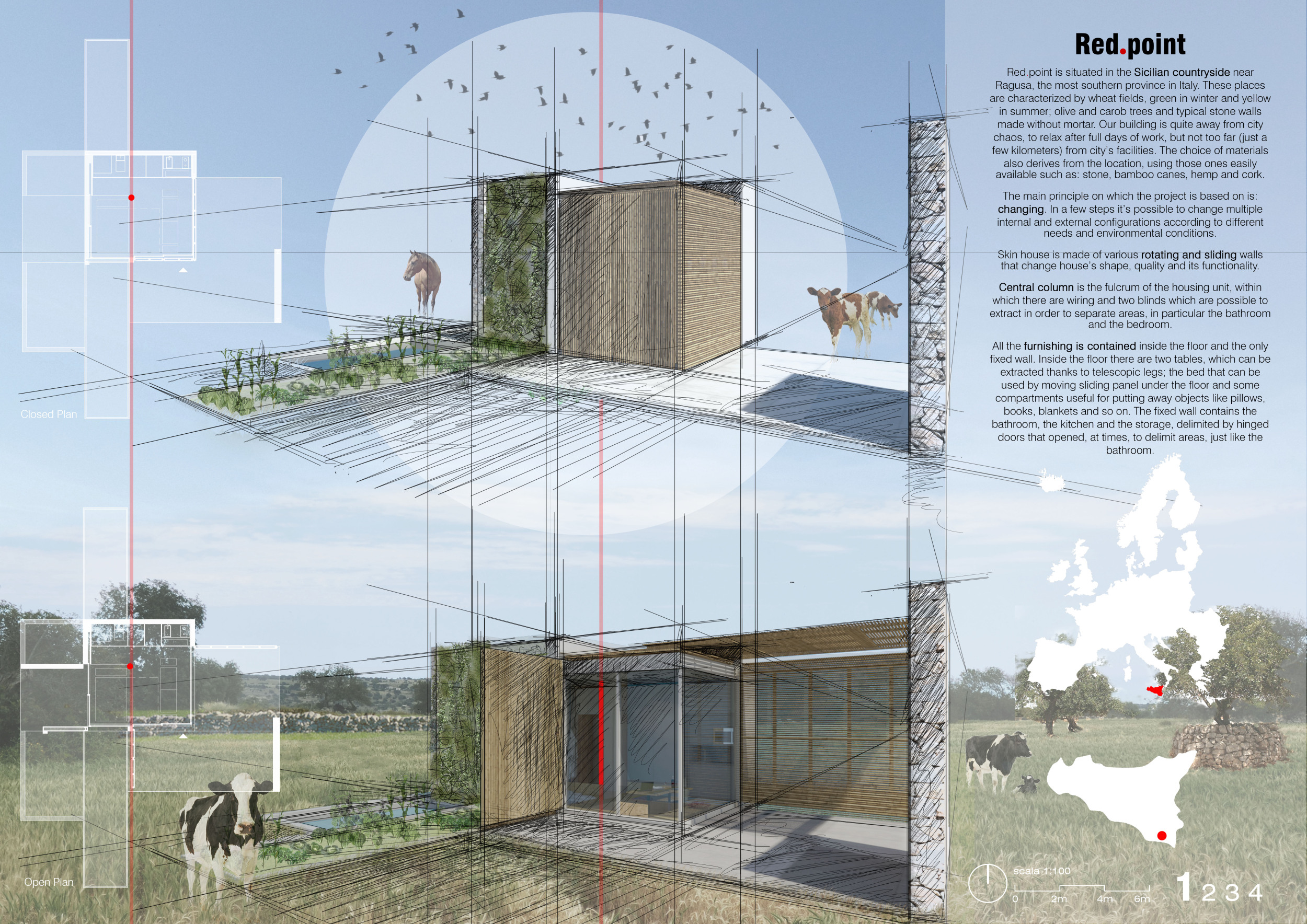 Architecture project // Rainwater-Collecting Home with Rotating Bamboo ...