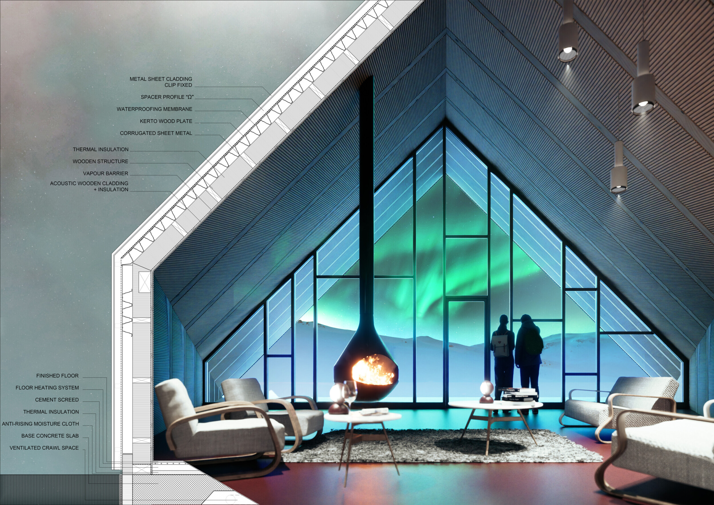 Architecture project // Aurora Viewing Deck Crafted from Kerto Wood and ...