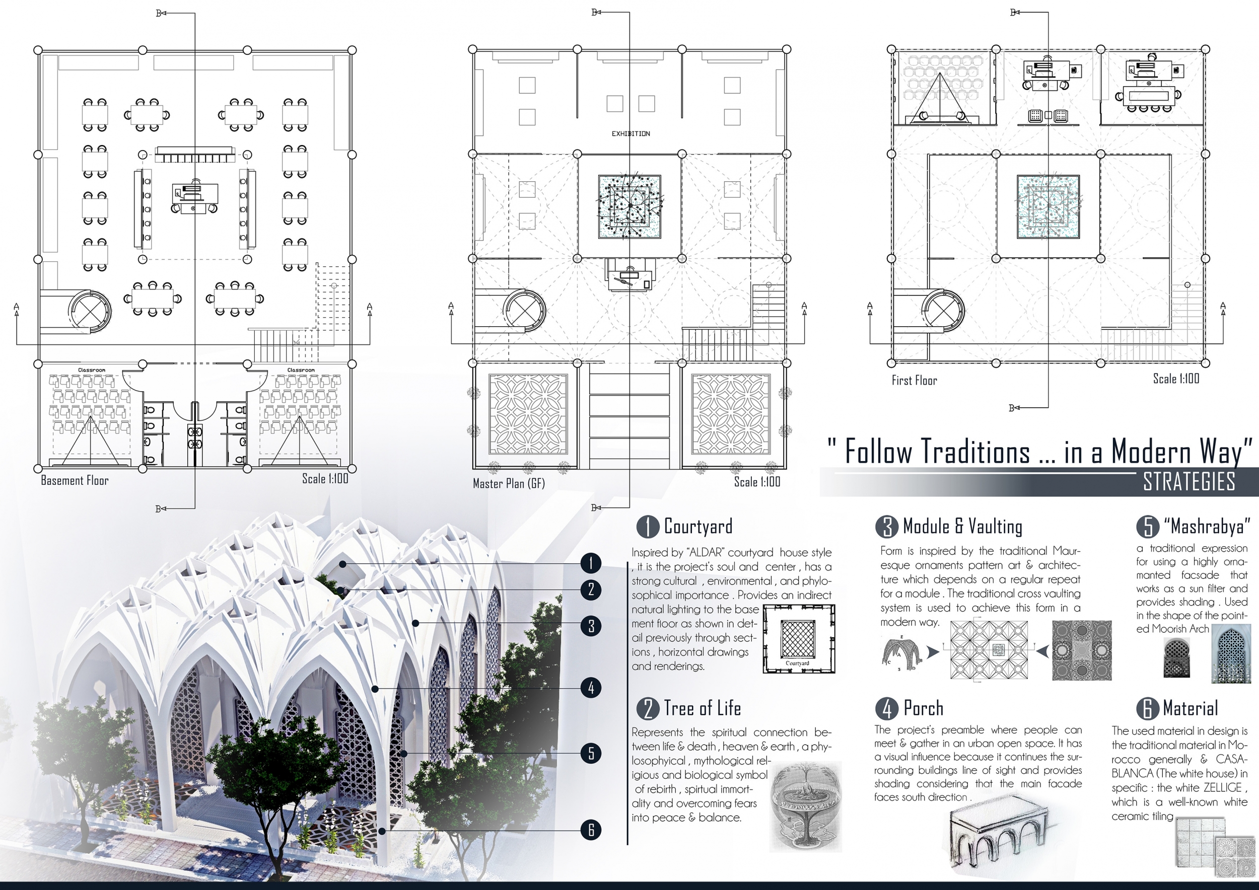 Module Tile Study Architecture Architecture project // Courtyard Memorial Crafted with Zellige Tiles ...