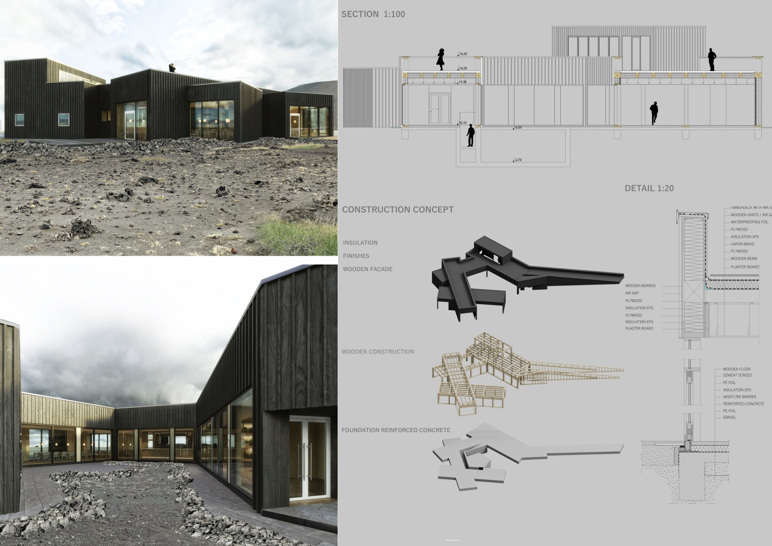 Architecture project // Volcanic-Inspired Design with Wooden Façade and ...