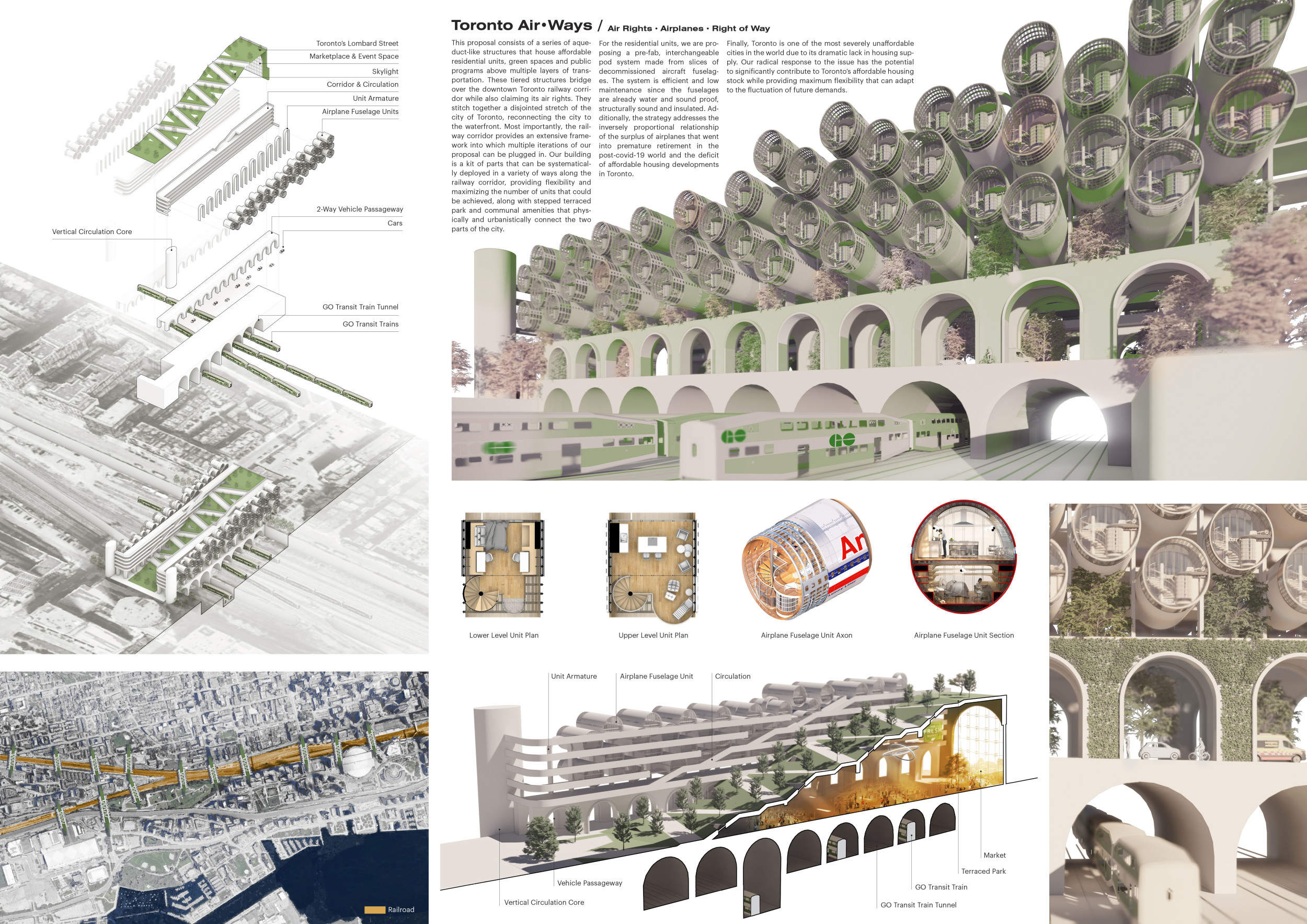 Architecture project // Fuselage Housing Above Tiered Parks in Urban ...