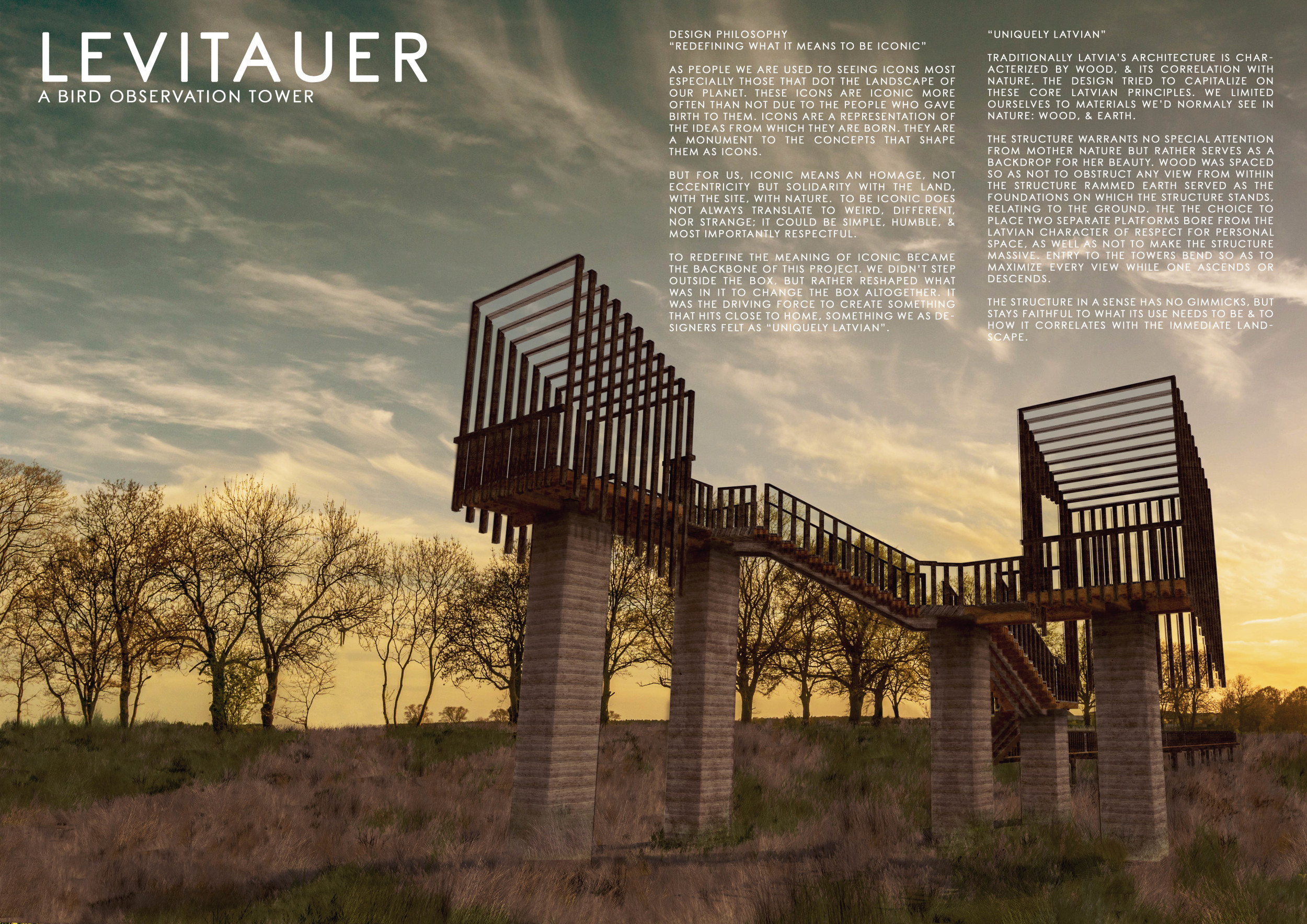 Architecture project // Rammed Earth Columns and Timber Platforms ...