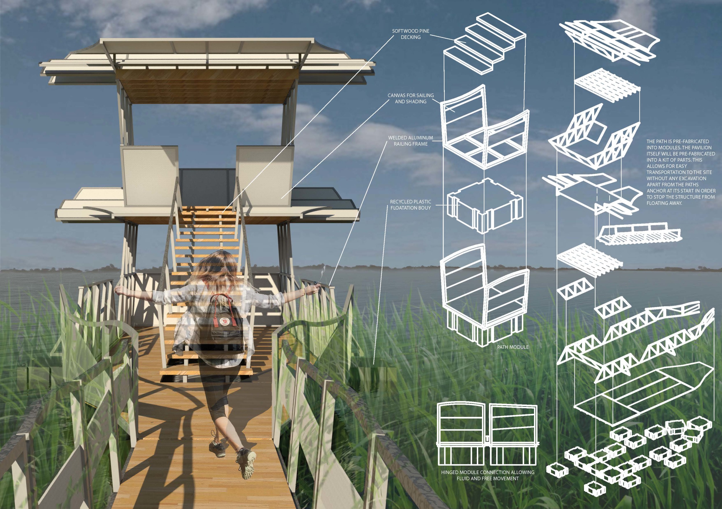 Architecture project // Floating Structure with Aluminum Frame and ...