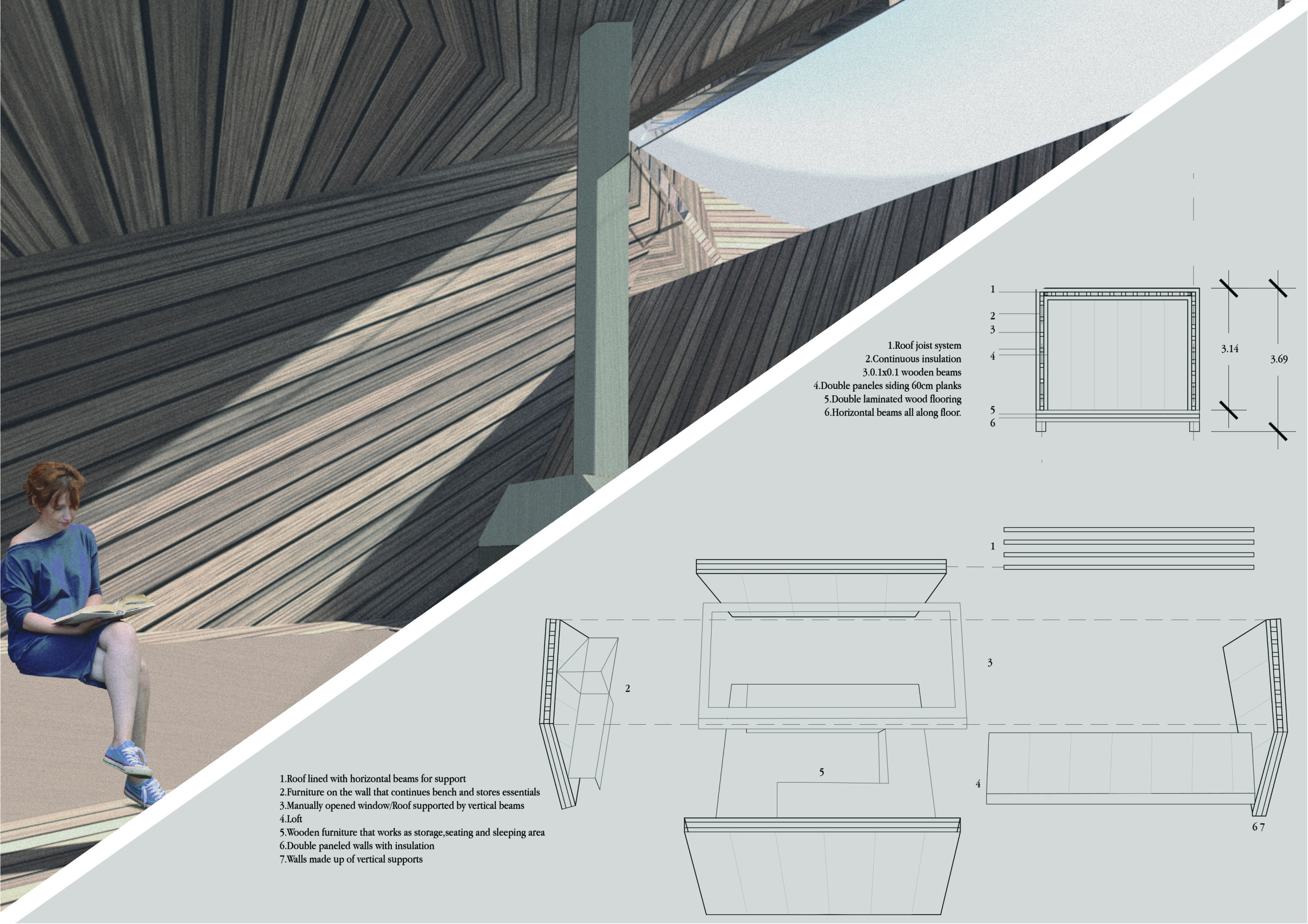 Architecture project // Inclined Structure of Cross-Laminated Timber ...