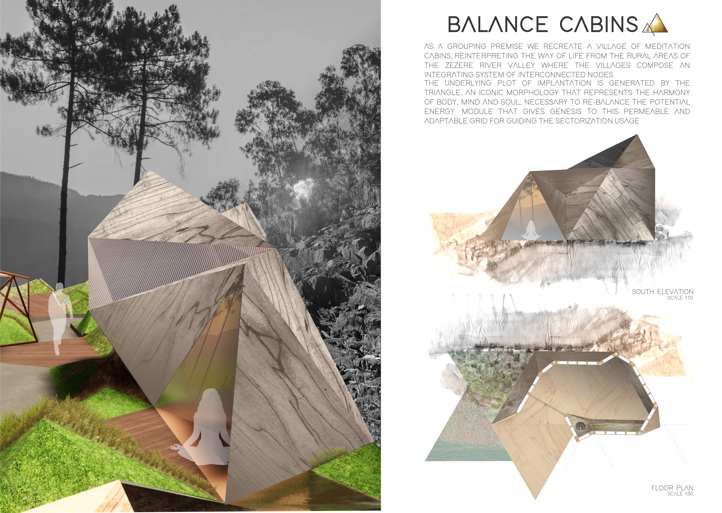 Architecture project // Triangular Cabins Blending Wood Paneling and ...