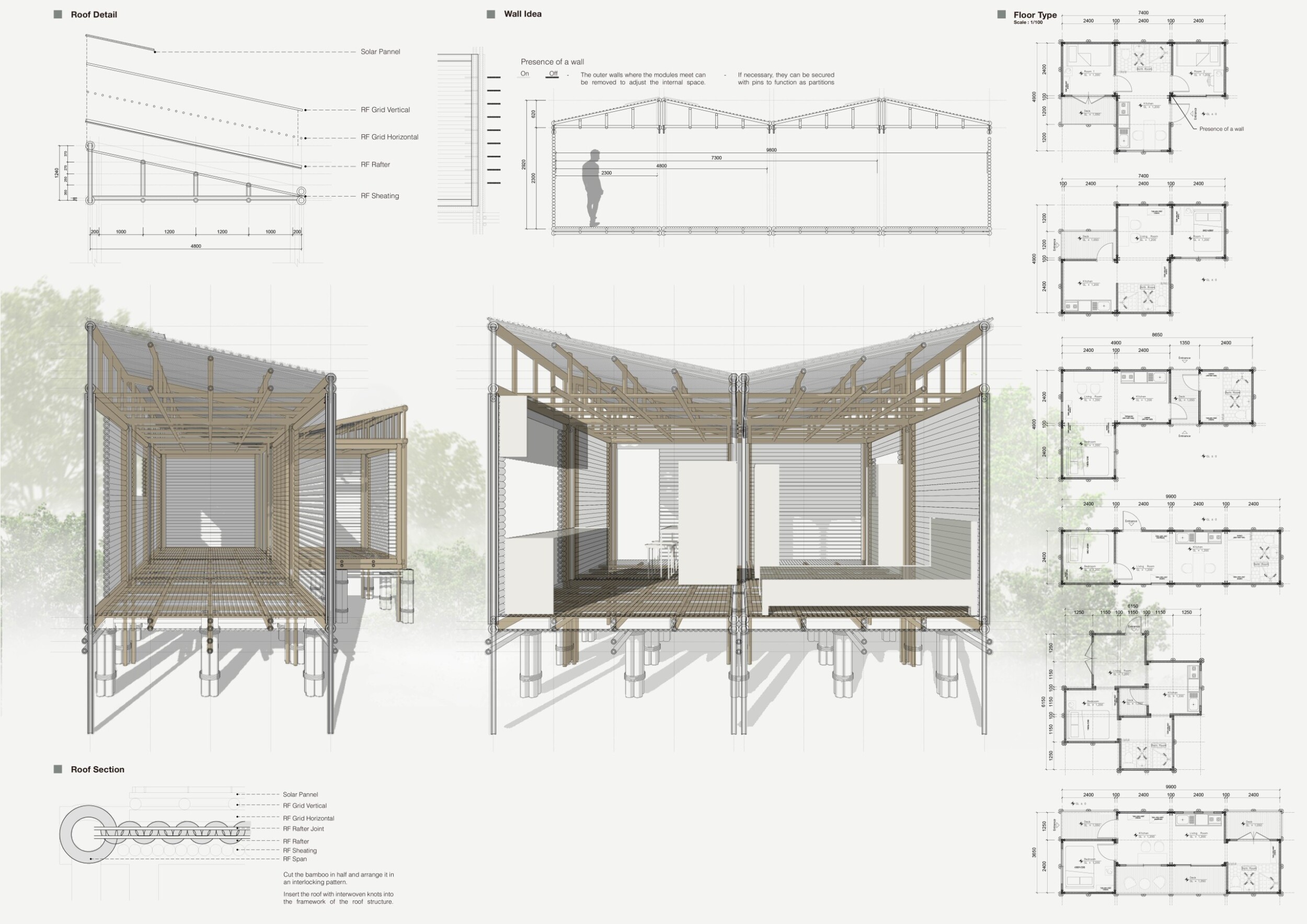 Modular Elevation Architecture project // Bamboo and Straw Elevation for Flood-Resistant ...