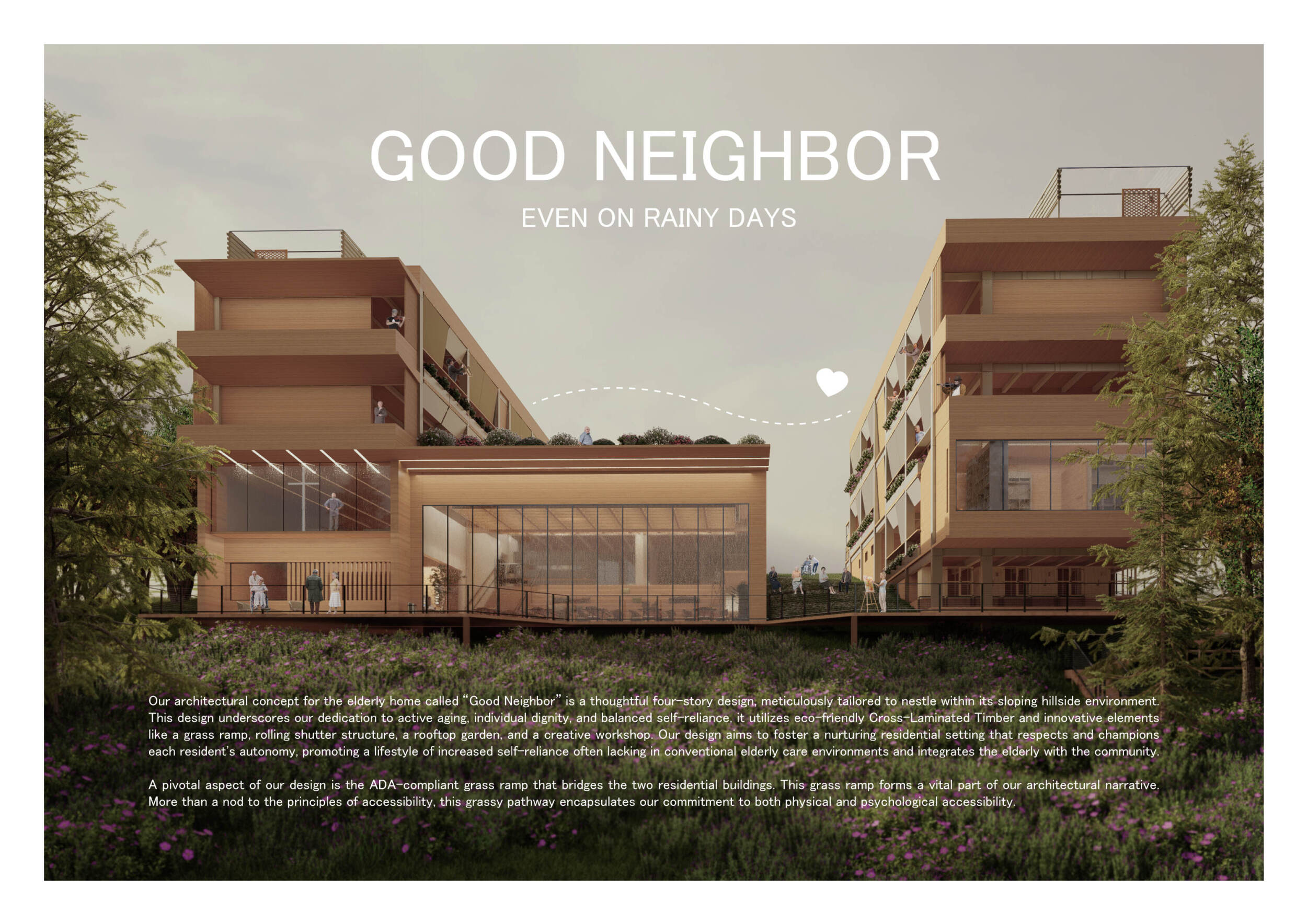 Architecture project // Grass Ramp and Rooftop Garden in Cross ...