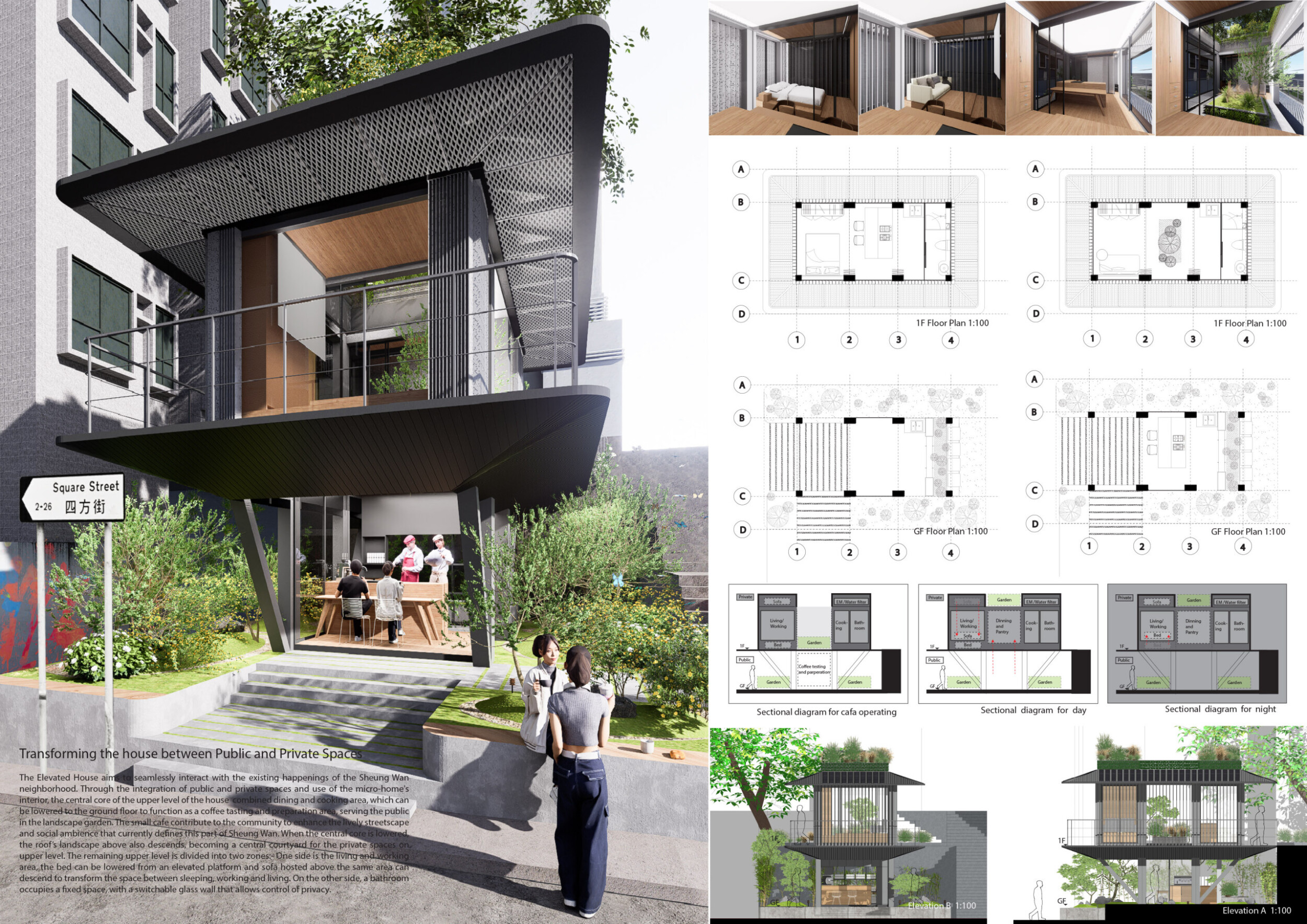 Architecture project // Elevated Steel Framework with Glass Shutters ...