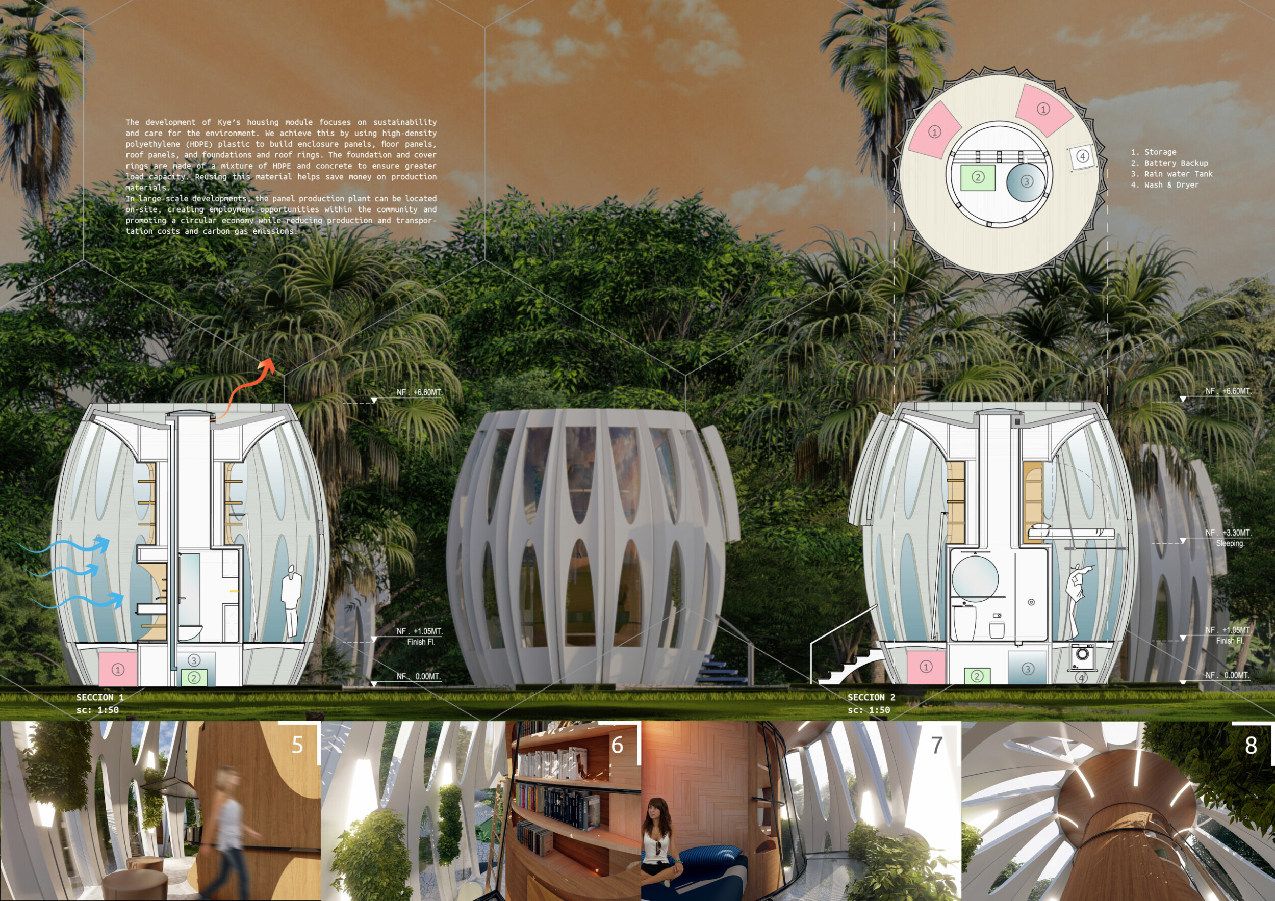 Module With Roof Architecture project // Hexagonal Modules Crafted from High-Density ...