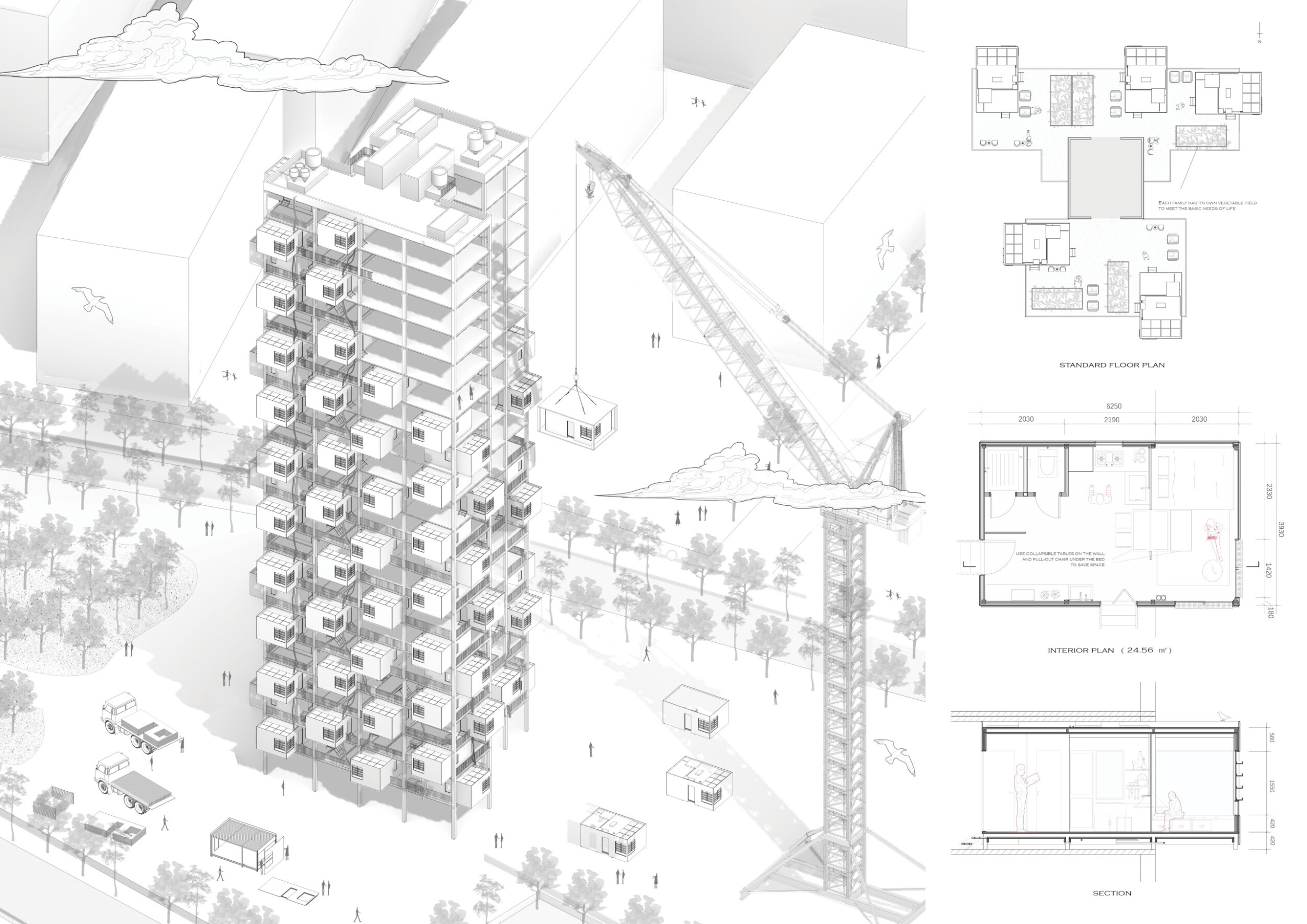 Vertical Community Architecture project // Vertical Community Housing with Modular ...