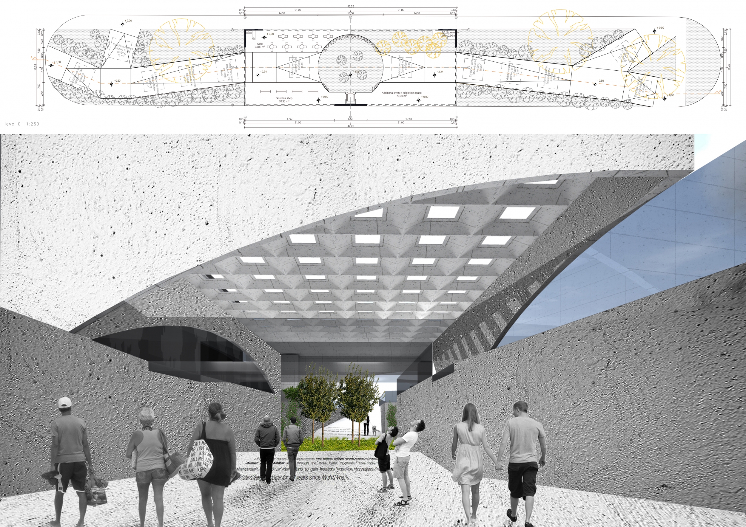 Architecture project // Curved Concrete and Glass Structure ...