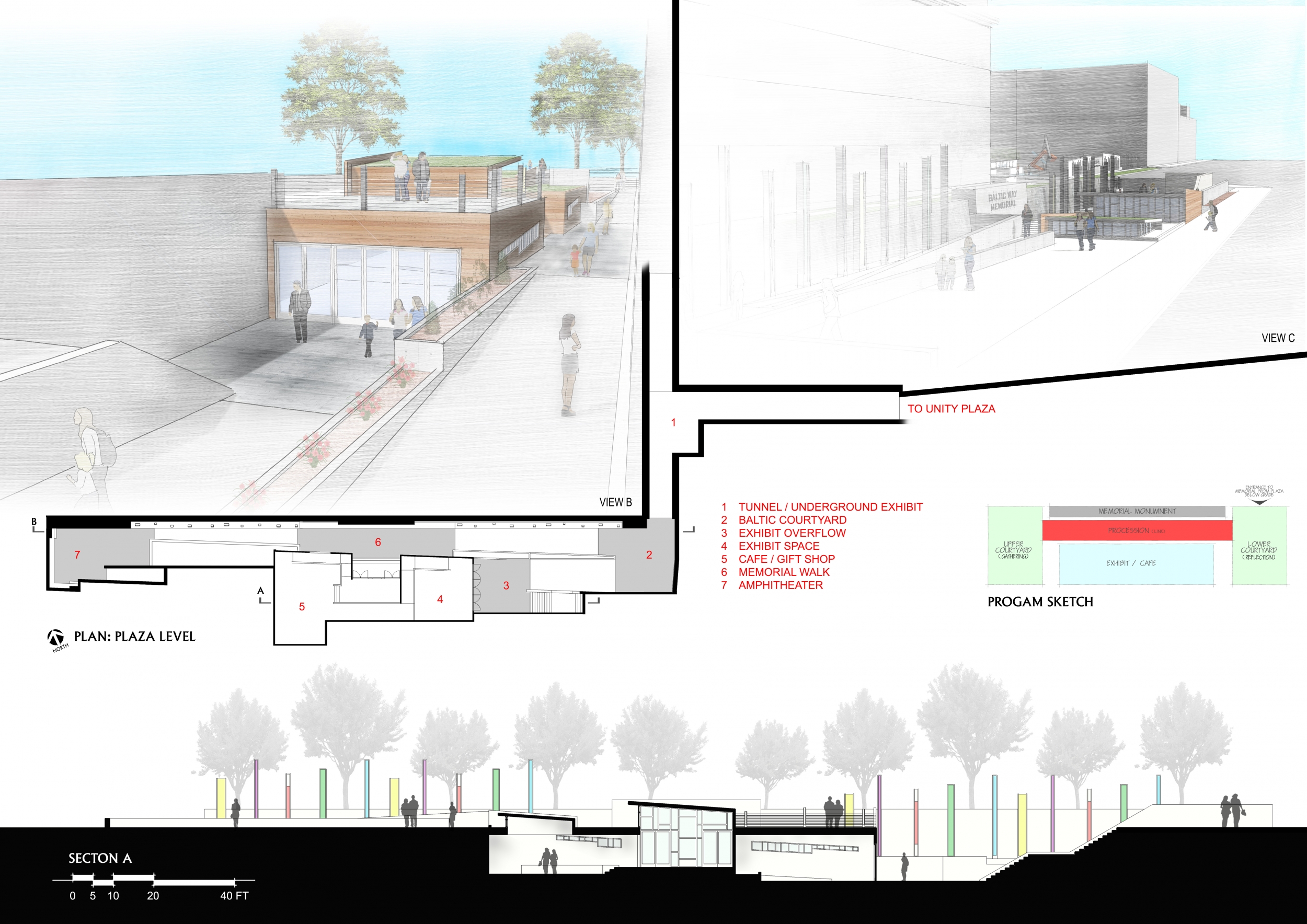 Architecture project // Reflective Pillars and Subterranean Pathways in ...