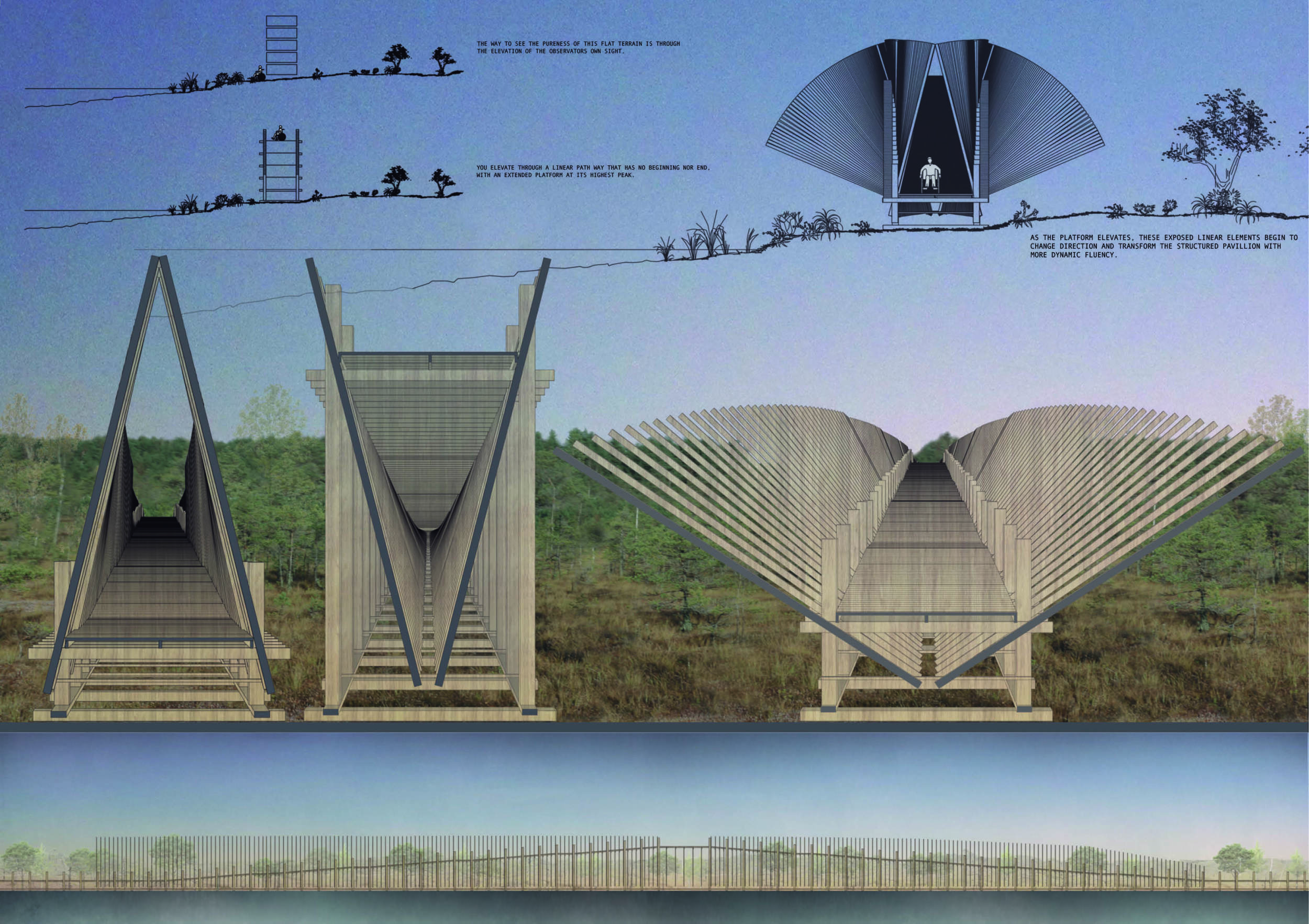 Dynamic Pavion Architecture project // Dynamic Pavilion with Wood Slats Overlooking ...