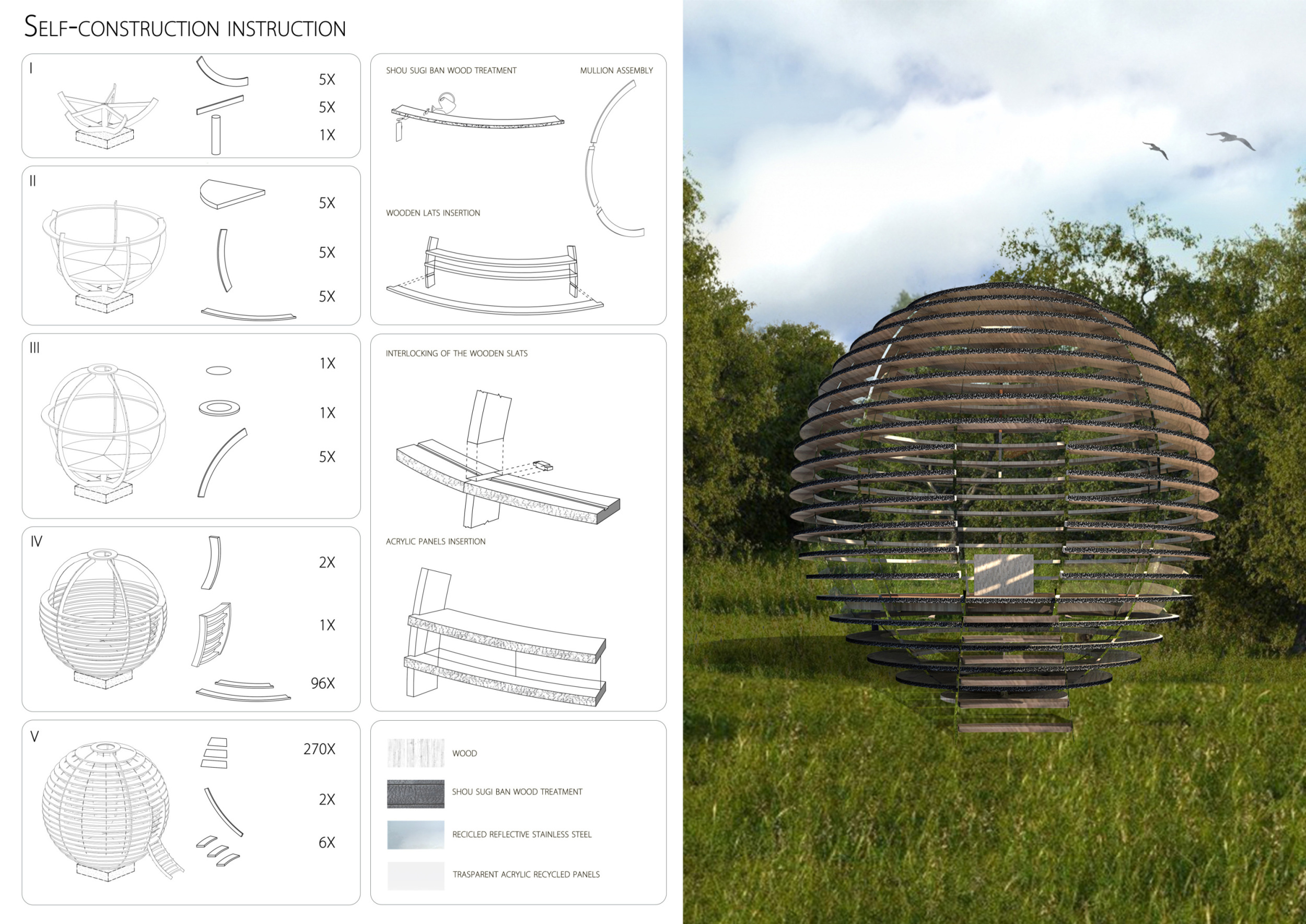 Sun Sphere Project Architecture project // Wooden Sphere Retreat Enhanced by Solar Panels ...