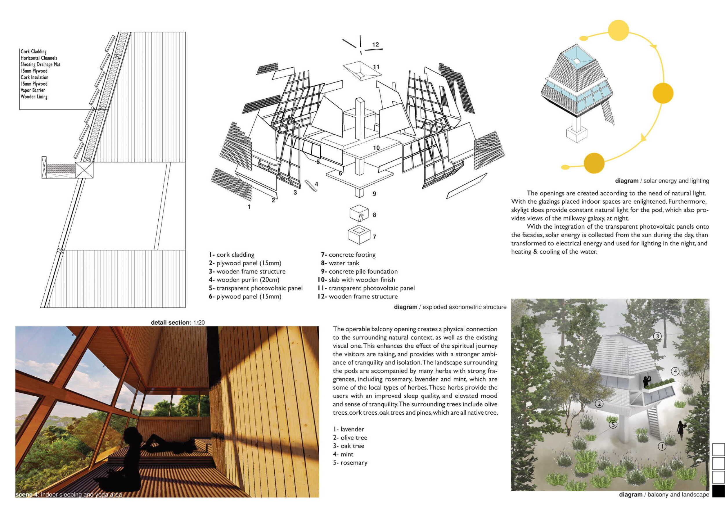 Architecture project // Elevated Serenity in Cork-Clad Meditation Pods