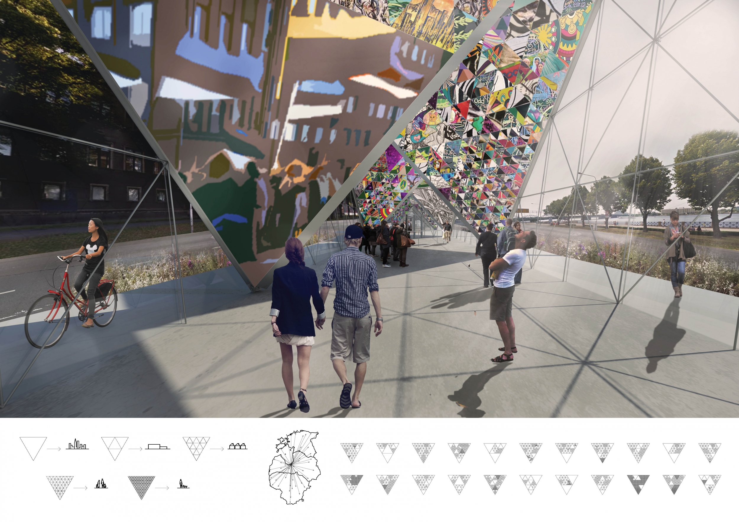 Architecture project // Triangular Glass and Colorful Acrylic Panels in ...